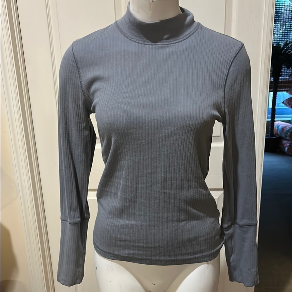 Free People Intimately Slate Long Sleeve Top. Ribbed. RUNS SMALL